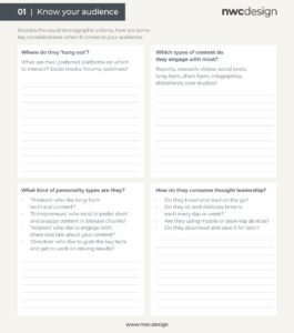 A sheet of paper with valuable words 'know your audience' that drives results.